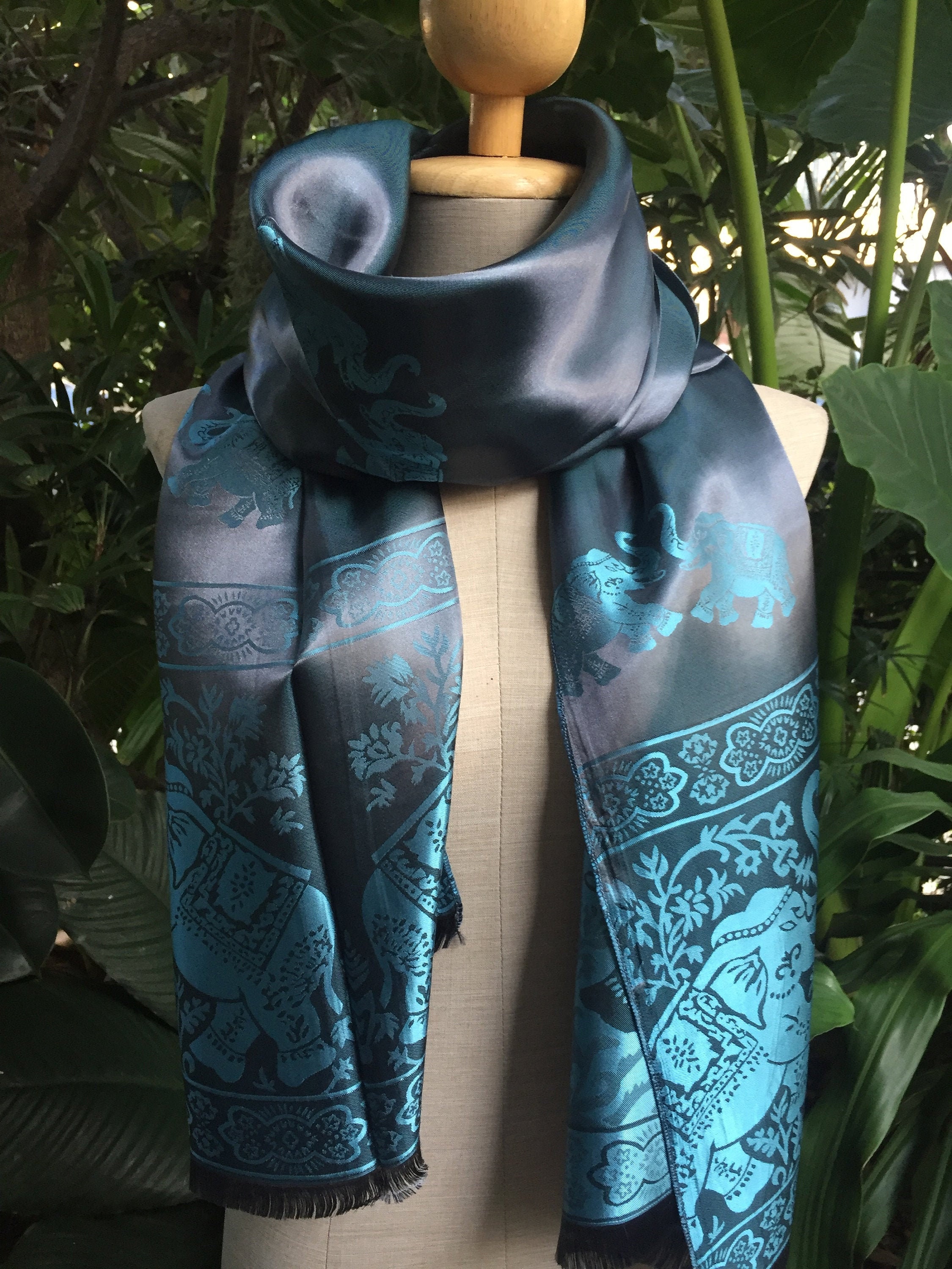 Open Weave Cotton Scarf - Blue, Thailand