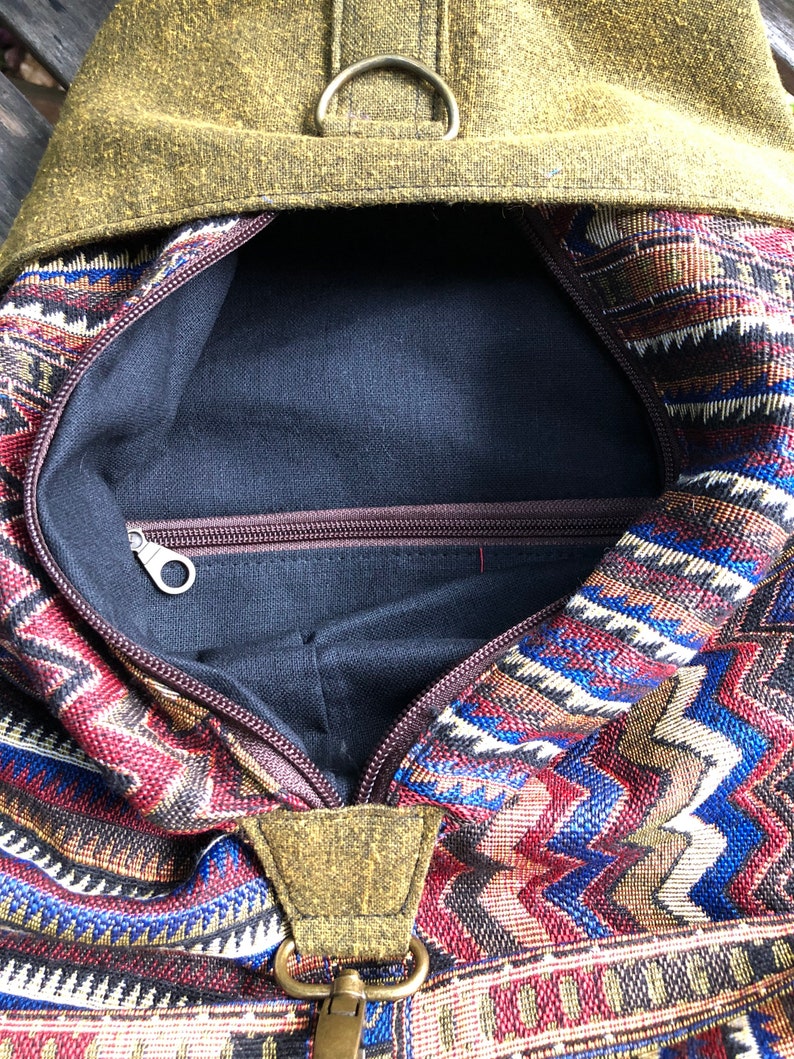 Ethnic Handwoven Boho Hippie Cotton Southwestern Style Tribal Embelished Backpack Style Bag #3 main image 1