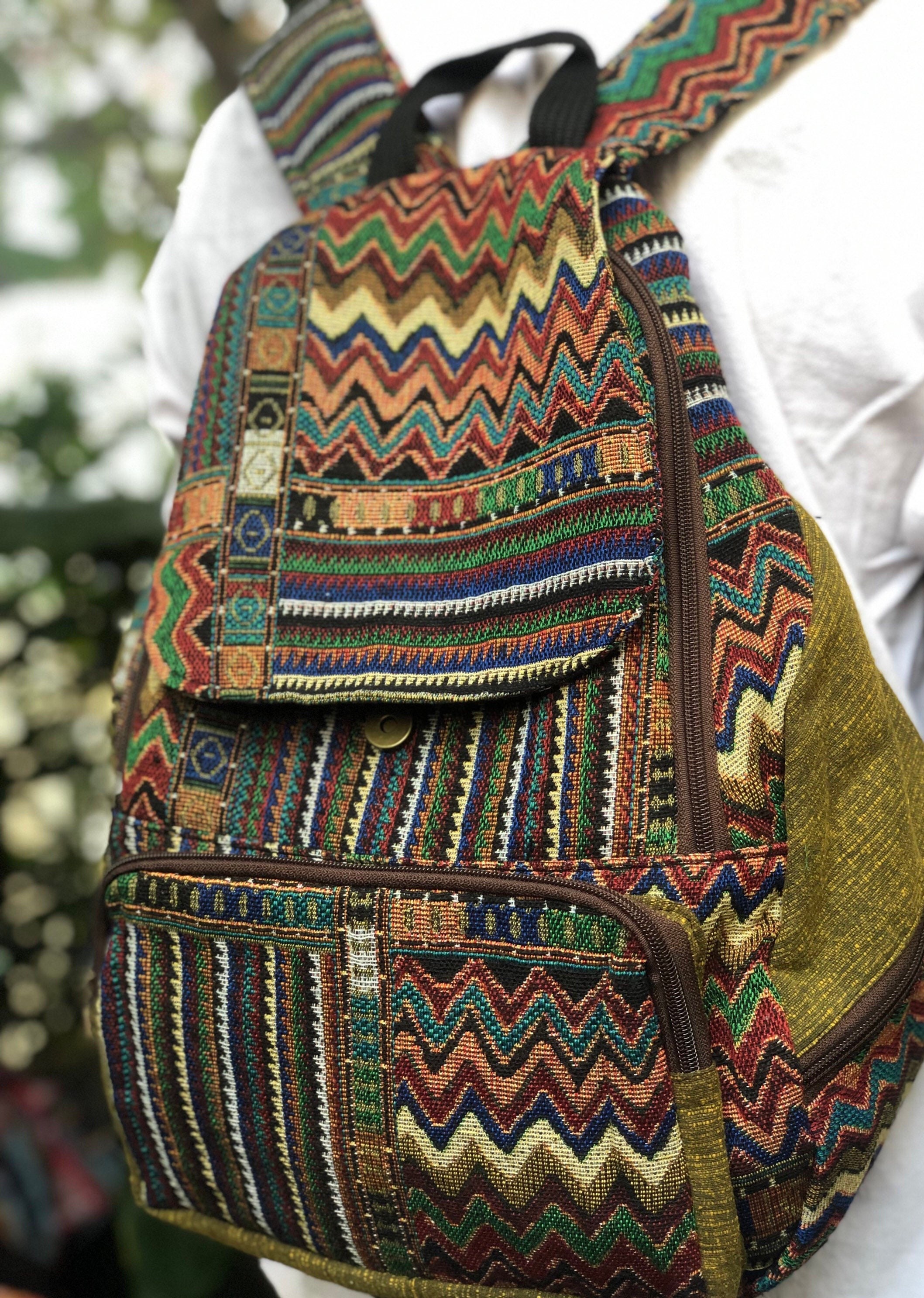 Mochila tejida tribal Boho hippie azteca Southwestern Baja - Etsy España