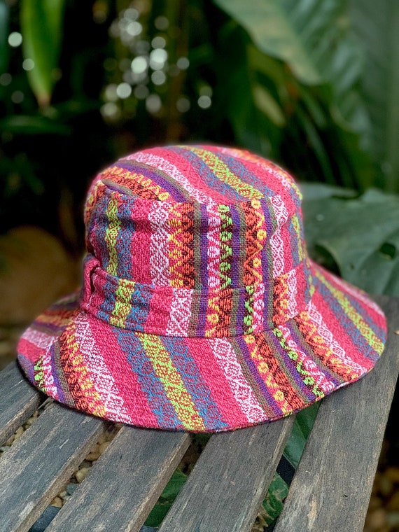 Multicolor Bucket Hat Boho Festival Hat Colorful Outfits Cotton