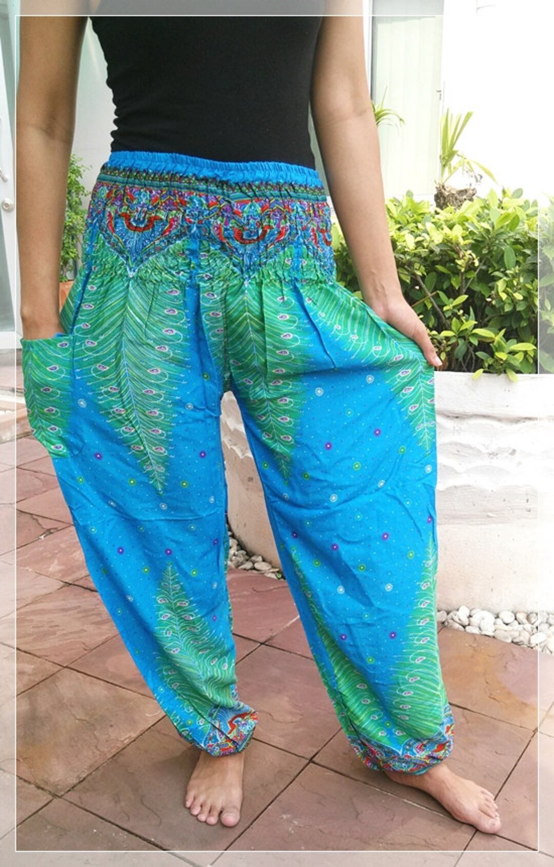 Peacock Printed Yoga Pants Hippies Boho Styles Gypsy Bohemian - Etsy