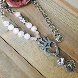 Virgin Mary Silver Necklace Miraculous Medal Catholic Jewelry