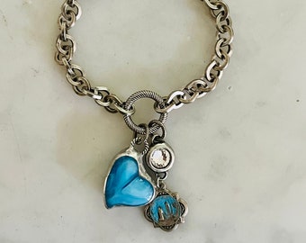 Our Lady of Lourdes Heart Charm Bracelet Catholic Jewelry