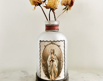 Immaculate Conception Blessed Virgin Mary Decor Bottle or Vase Catholic Gifts