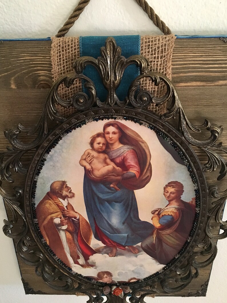 Virgin Mary Wall Art Mixed Media Rafael Sistine Madonna - Etsy