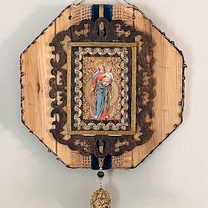Blessed Virgin Mary and Child Jesus Wall Art Vintage Handcrafted Catholic Decor and Gifts