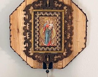 Blessed Virgin Mary and Child Jesus Wall Art Vintage Handcrafted Catholic Decor and Gifts