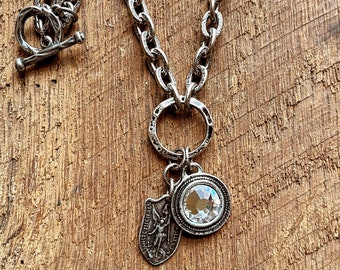 Saint Michael Archangel Silver Charm Necklace Catholic Jewelry and Gifts