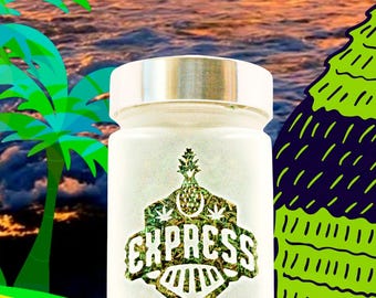 Pineapple Express Etched Glass Stash Jar by Twisted420Glass