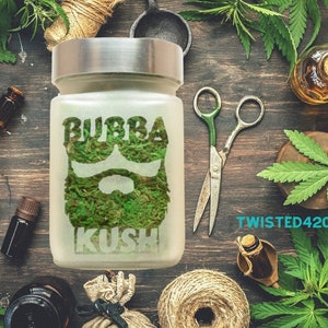 Bubba Kush Stash Jar – Handcrafted Airtight Glass with Beard Design – Perfect Stoner Gift