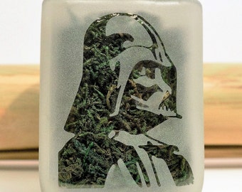 Masked Profile Etched Glass Stash Jar, Airtight, Smell Proof Small Storage Containers by Twisted420Glass