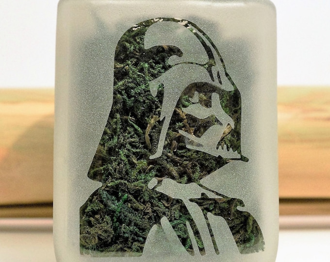 Masked Profile Etched Glass Stash Jar, Airtight, Smell Proof Small Storage Containers by Twisted420Glass