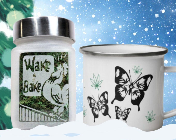 Magical Morning Coffee Mug and Stash Jar Set by Twisted420Glass - 2 Piece Set - Your Choice of Mug Design