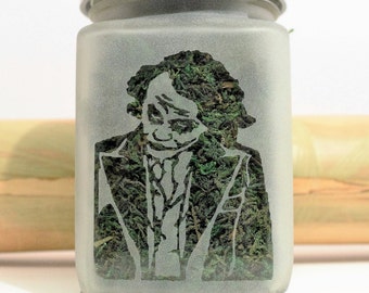 Twisted Clown Etched Glass Stash Jar - Airtight, Smell Resistant Jars Clown-Inspired Weed Accessories and Stoner Gifts - Perfect for Herbs