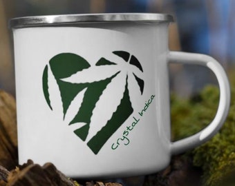 Love and Leaves 12oz Enamel Mug by Twisted420Glass - Coffee Gifts, Wake and Bake