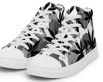 Hidden BigFoot Camo Hightop Canvas Sneakers by Twisted420Glass - Gray Camouflage - Men's Shoe Sizes 5 - 13