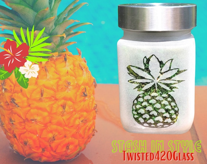 Perfectly Pineapple Etched Glass Stash Jar