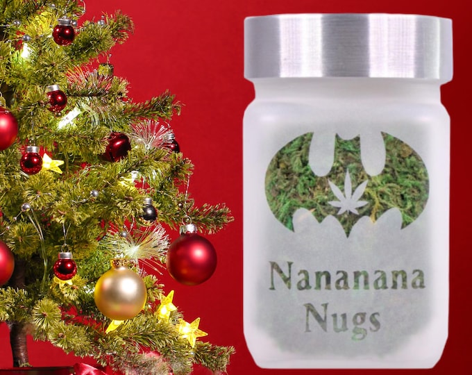 Etched Glass Stash Jar: Nananana Nugs, Airtight Odor-Proof Container