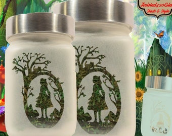 Alice in Wonderland Etched Glass Stash Jar: Airtight Multi-Purpose Jar