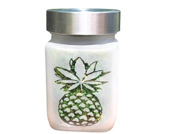 Perfectly Pineapple Etched Glass Stash Jar