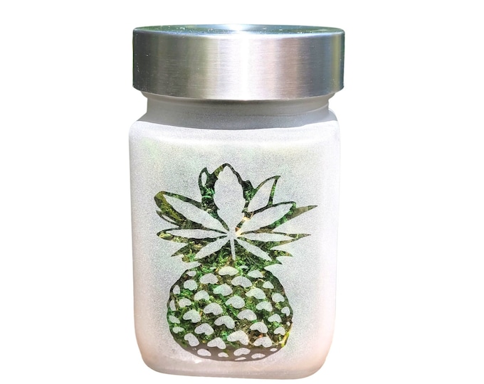 Perfectly Pineapple Etched Glass Stash Jar