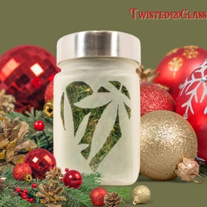 Adorable Flower in Heart Stash Jar, Airtight & Odor Proof Storage Jar, Unique Birthday Gifts, Handmade Etched Glass Gifts by Twisted420Glass image 6
