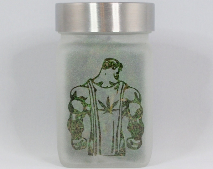 Superhuman Man with Pot Leaf Stash Jar - Weed Jar - Weed Accessories & Stoner Gifts - Weed Gift, Cannabis Edibles Storage