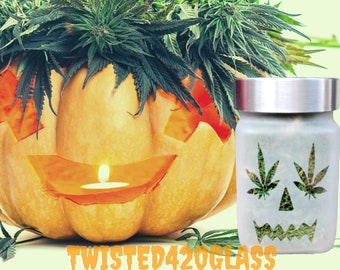 Twisted420Glass Mary Jane Jack-O-Lantern Stash Jar - Cute Pumpkin Halloween Gift - Designer Weed Container