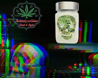 Twisted420Glass Halloween Spooky Skull Stash Jar - Day of the Dead Weed Jar, Candle Holders & Happy Halloween Decor