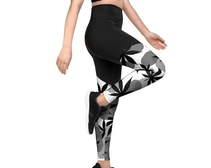 Ladies Camouflage Leggings with Active Wear Compression in Black by Twisted420Glass