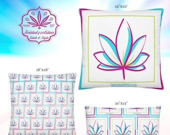 Summer Bloom Cannabis Flower Throw Pillows
