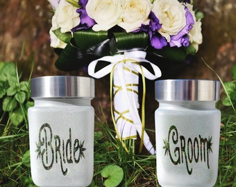 Elegant and Elevated 420-Friendly Bride and Groom Stash Jar Gift Set - Perfect Bridal Accessories and Wedding Gifts