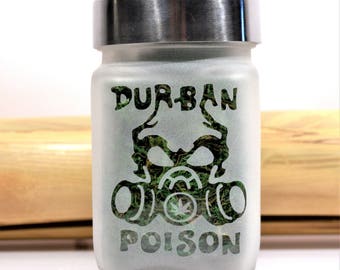 Durban Poison Etched Glass Stash Jar - Weed Accessories, Stoner Gifts, Stash Jars - Weed Jar - Stoner Accessories, Weed Gifts