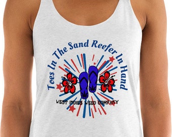 Toes In the Sand, Reefer In Hand Ladies Tank Top