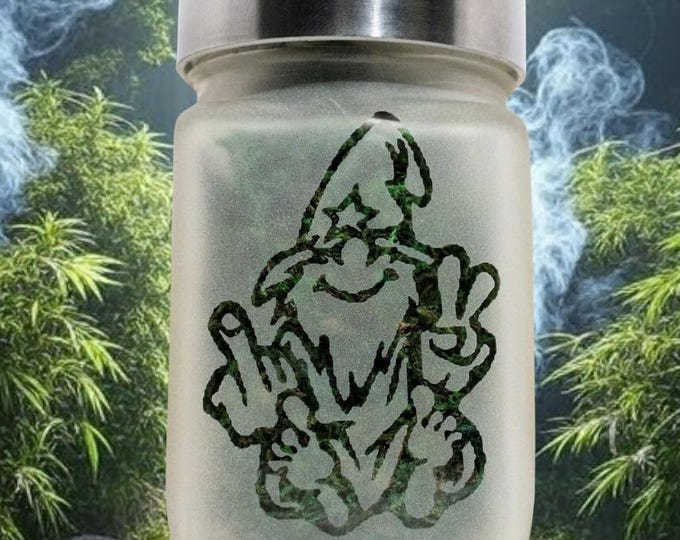 Wacky Wizard Airtight Stash Jar - Etched Glass for Herbs & Edibles by Twisted420Glass