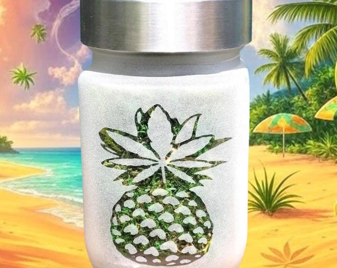Perfectly Pineapple Etched Glass Stash Jar