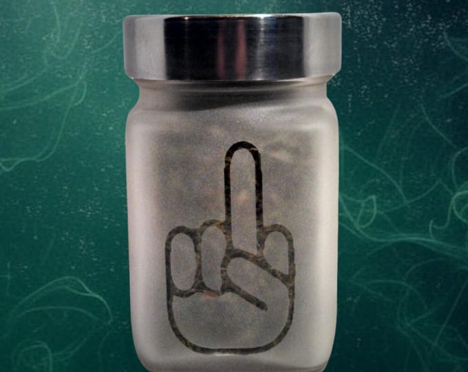 Stash Jar with Middle Finger Design - Airtight Storage for Herbs | Funny 420 Gift Idea by Twisted420Glass