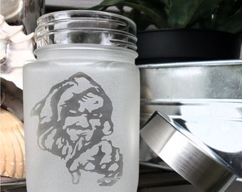 Sorcerer Etched Glass Stash Jar by Twisted420Glass - Airtight, Odor Proof, 4" Tall x 2.5" Wide - 420 Halloween Gift Ideas