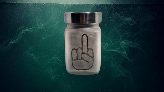 Stash Jar with Middle Finger Design - Airtight Storage for Herbs | Funny 420 Gift Idea by Twisted420Glass