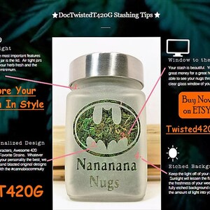 Out of this World Alien Stash Jar - Hookah Smoking Alien Etched Glass Herb Storage for Aliens and Stoner Gifts Must-Have Weed Accessories - Perfect for Storing Cannabis, Herbs, and More - A Great Gift for Any Stoner or Alien Lover in Your Life