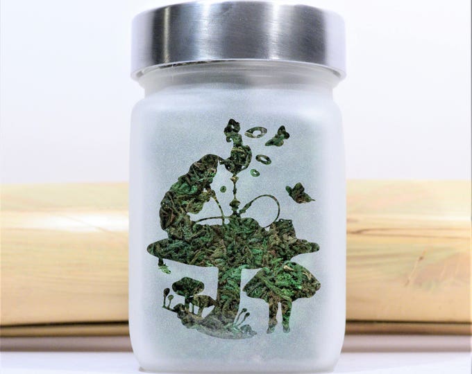 Alice in Wonderland Inspired Hookah Caterpillar Airtight Stash Jar by Twisted420Glass - Quirky 420 Gift and Stylish Bathroom Organizer