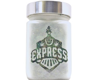 Pineapple Express Etched Glass Stash Jar by Twisted420Glass - Candy Dish - Bathroom Storage - Desk Accessories