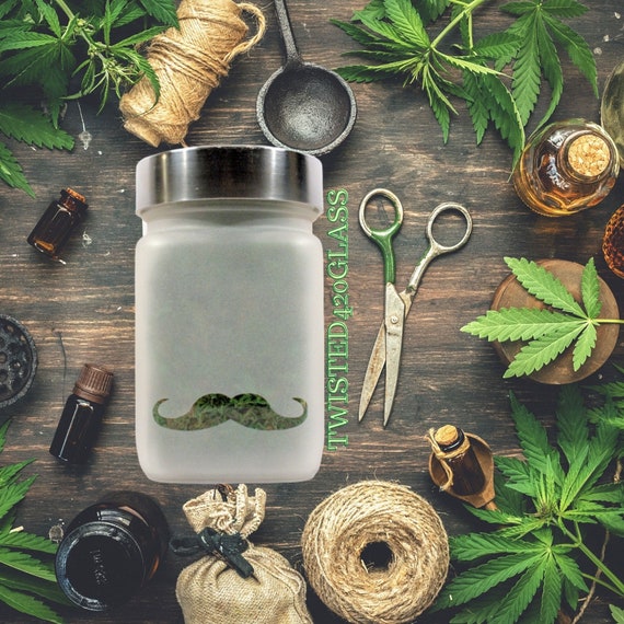 The Modern Man’s Mustache Stash Jar by Twisted420Glass – Airtight & Odor-Proof Glass Storage – Perfect for Grooming Essentials, Herb Gifts