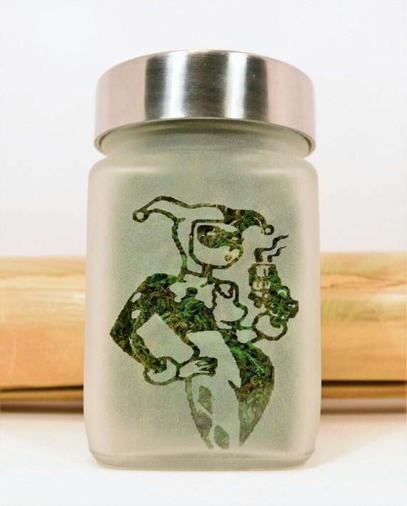 Sexy Clown Girl with Smoking Gun Stash Jar - Weed Accessories, Stoner Gifts & Stash Jars - 420 Cannabis Gift - Weed Gifts for Girls