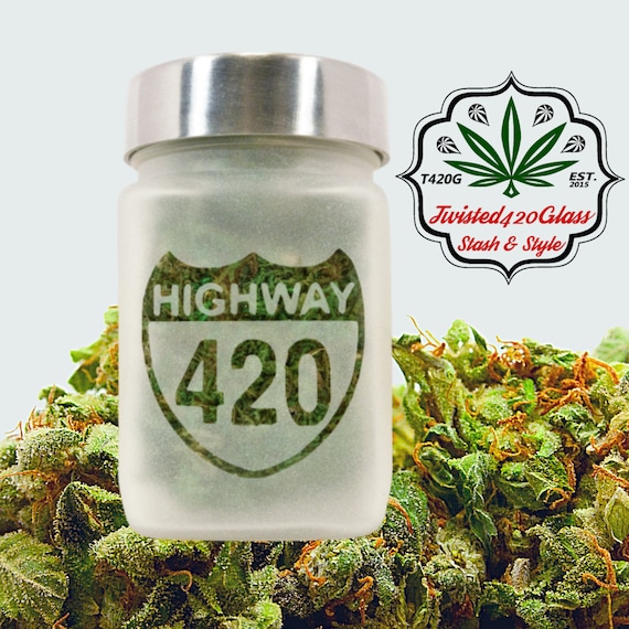 Highway 420 Stash Jar: Fun and Unique Stoner Gift for Ganja Lovers, Weed Accessories, Perfect Stash Jars & Ganja Gifts for Stoners