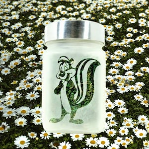 Twisted420Glass Sweet Skunk Glass Stash Jar, Deep Etched