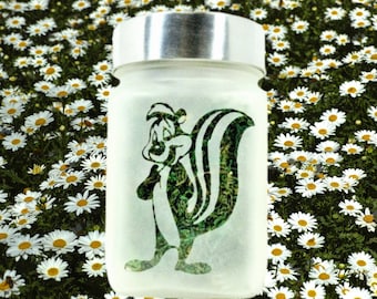 Twisted420Glass Sweet Skunk Airtight Smell Resistant Glass Stash Jar - Deep Etched Design - Perfect for Storing Your Favorite Herbs