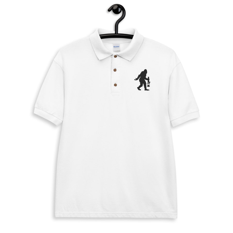 Discover Men's Soft Cotton Polo Shirt by Twisted420Glass - Embroidered Hidden BigFoot