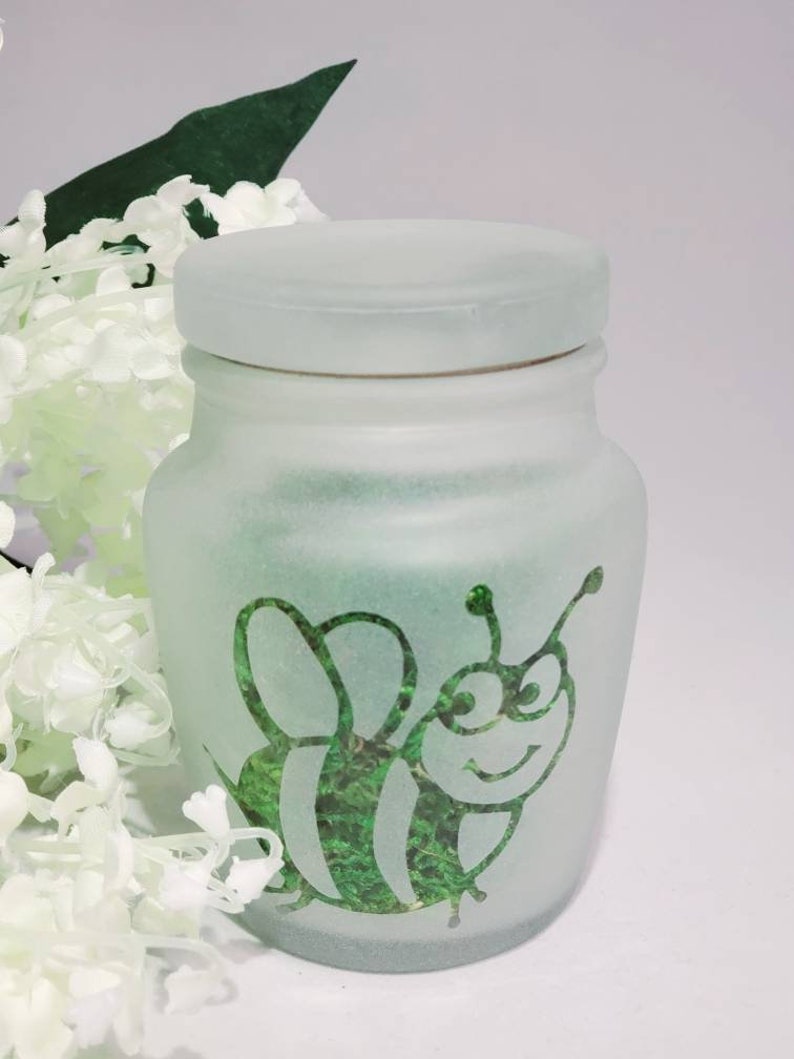 Sweet Honey Bee Etched Glass Stash Jar by Twisted420Glass image 4