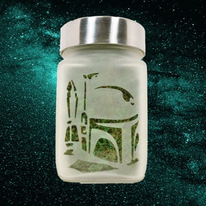 Bounty Hunter Etched Glass Stash Jar: Airtight Odor Proof Container